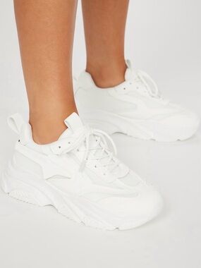Fashion Nova White Chunky Lace-Up Sneakers